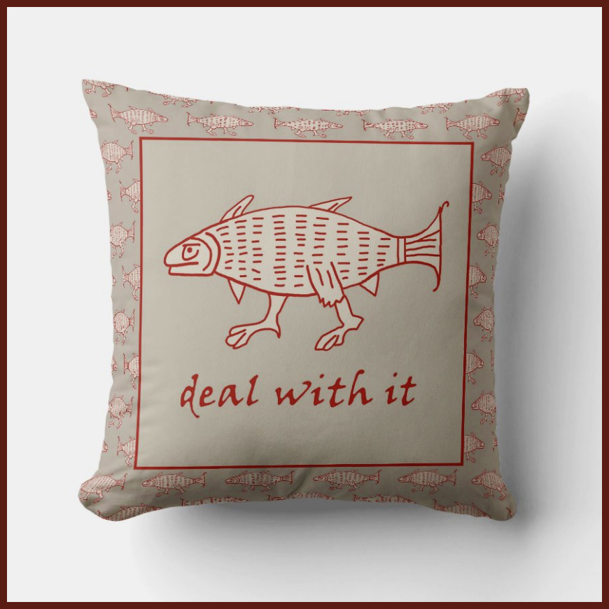 Medieval Walking Fish Pillow